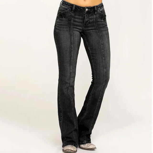 Women's Retro Flared Jeans: High-Waisted, Stylish Fit