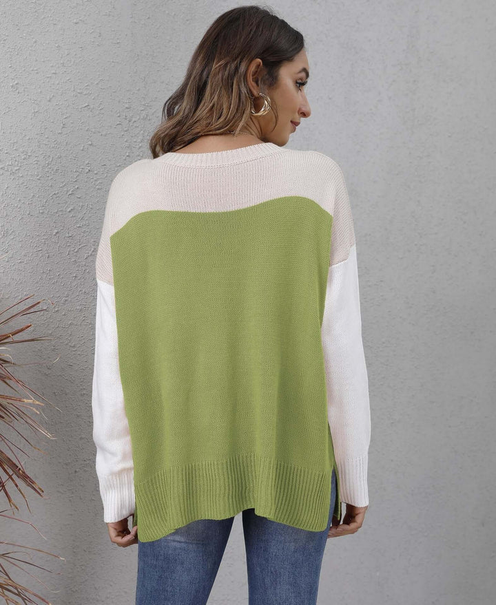 Women's Relaxed Fit Colour Block Knit Jumper