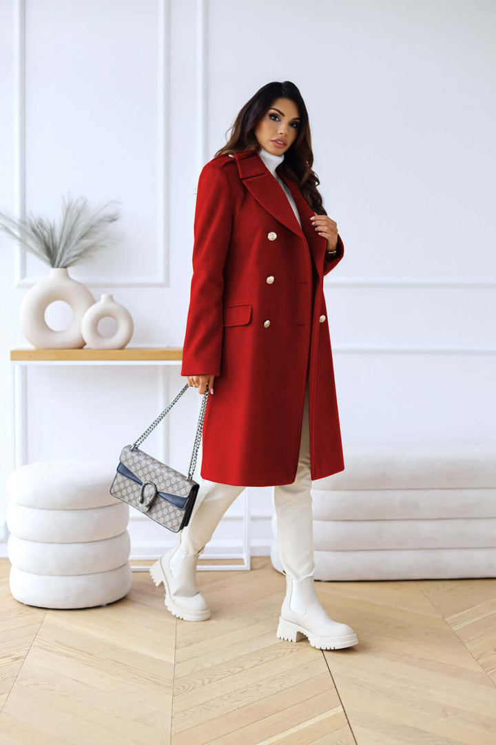 Women's Lapel Collar Long Sleeve Double-Breasted Jacket