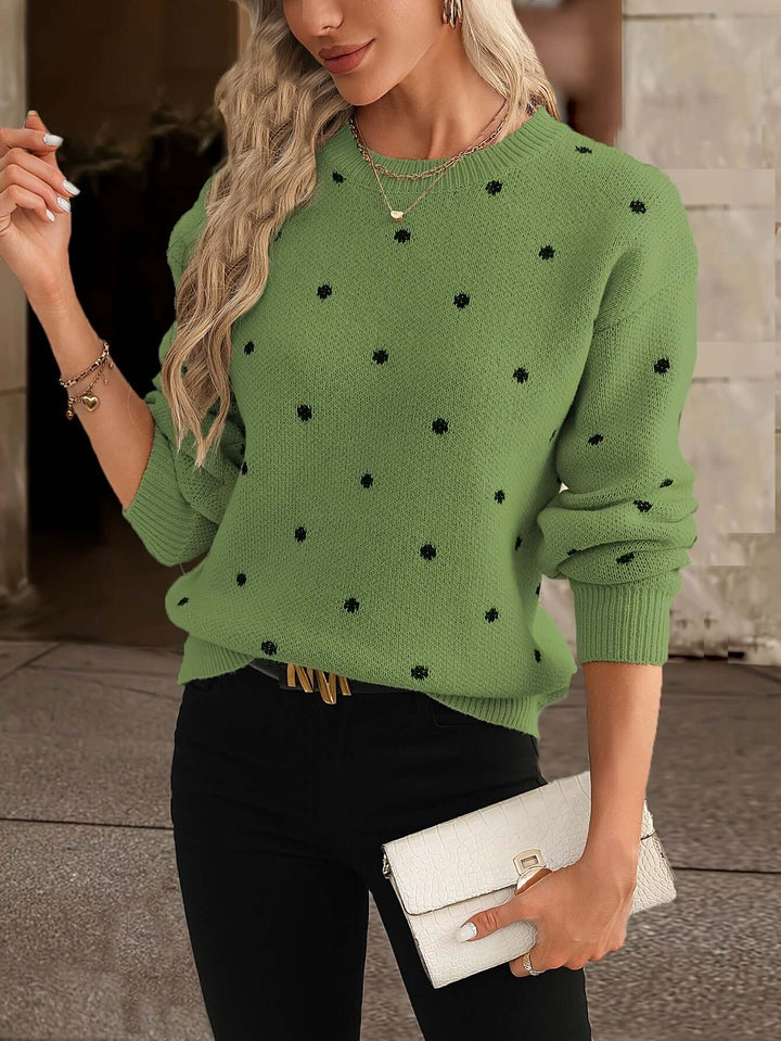 Polka Dot Knitted Sweater: Cozy & Stylish Winter Top