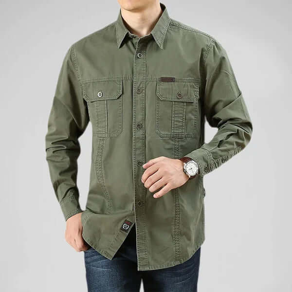 Men's Long Sleeve Shirt with Cargo Pockets