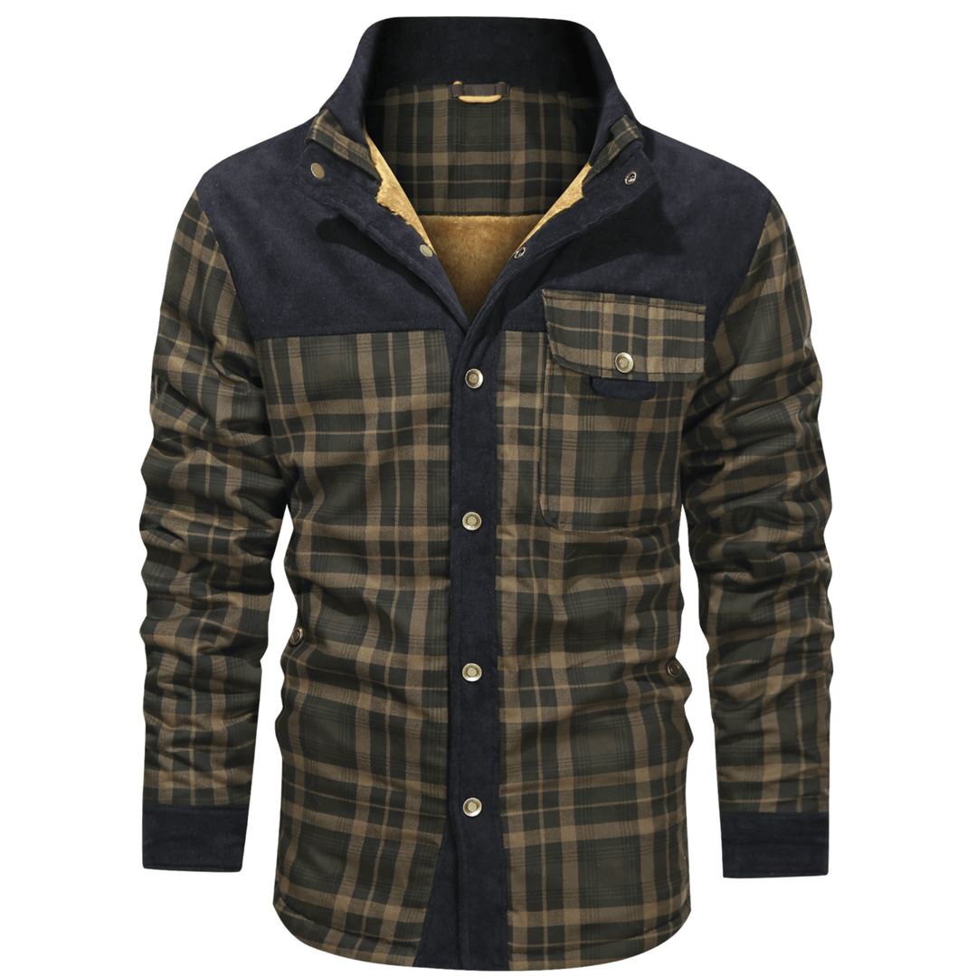 Men's Retro Plaid Fleece Jacket - Warm & Stylish