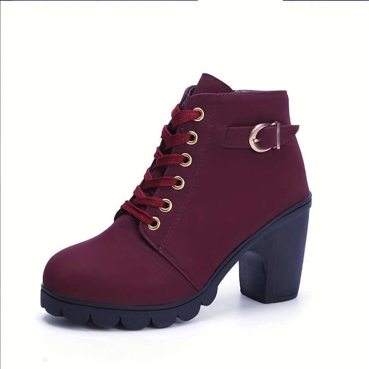 Women's Ankle Boots: Block Heel, Lace-Up, Zipper, Buckle