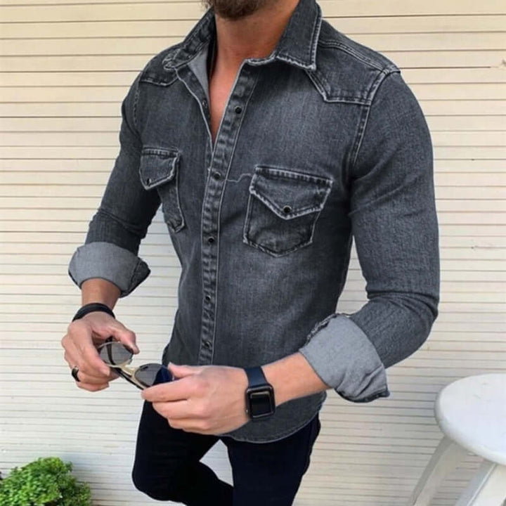 Men's Slim Fit Denim Shirt: Sustainable Cotton Blend