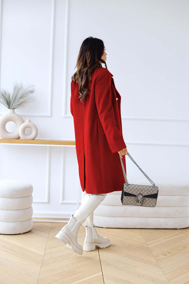 Women's Lapel Collar Long Sleeve Double-Breasted Jacket