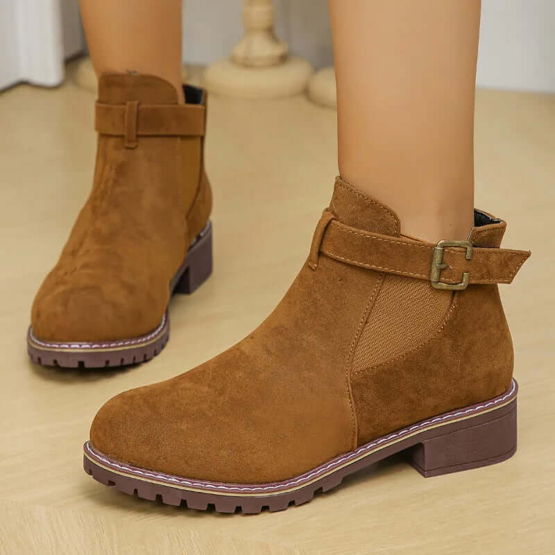 Women's Casual Outdoor Boots with Buckle Detail