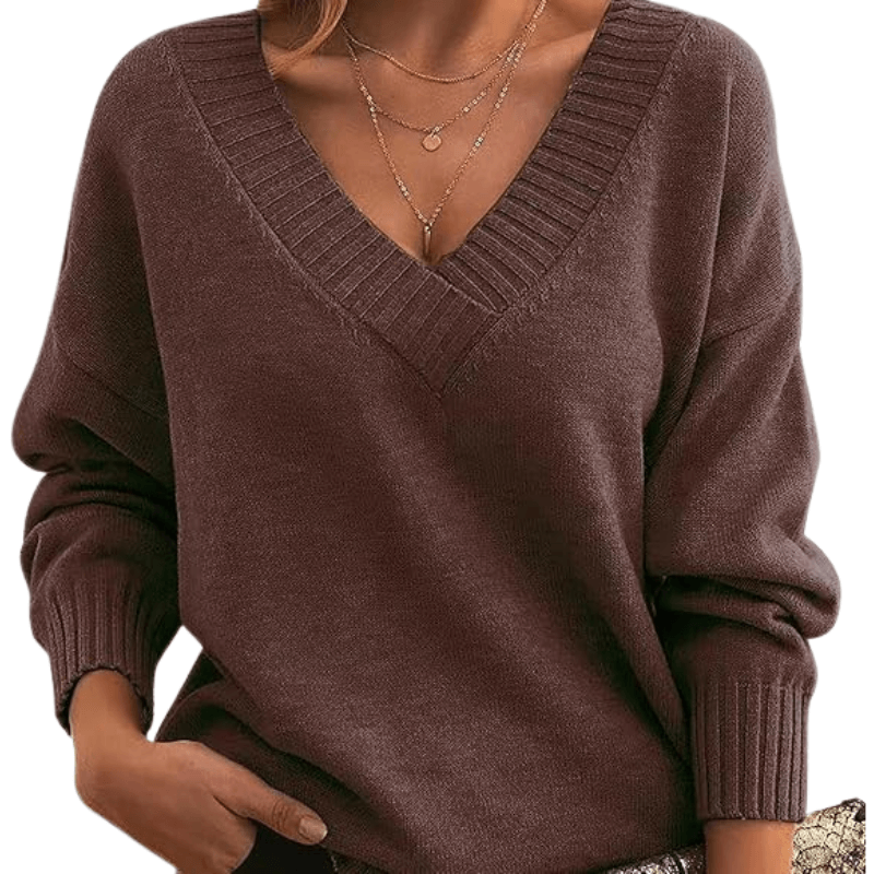 Women's V-Neck Knit Sweater: Soft, Elegant Everyday Wear