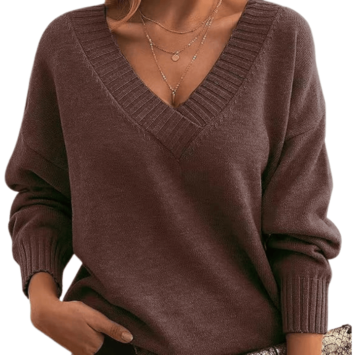 Women's V-Neck Knit Sweater: Soft, Elegant Everyday Wear