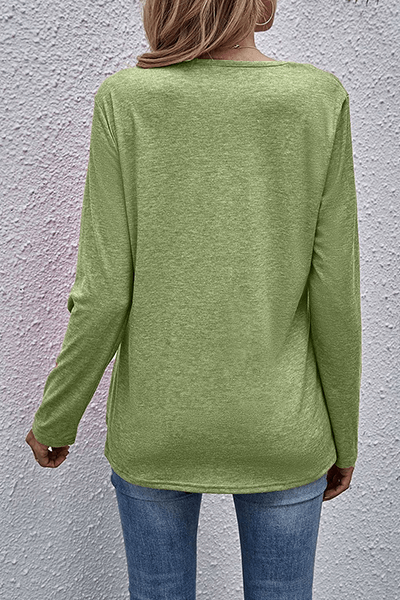 Women's Casual V-Neck Long Sleeve Top