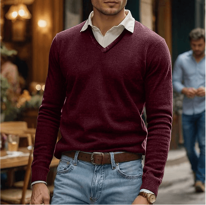 V-Neck Cotton Blend Sweater for Women