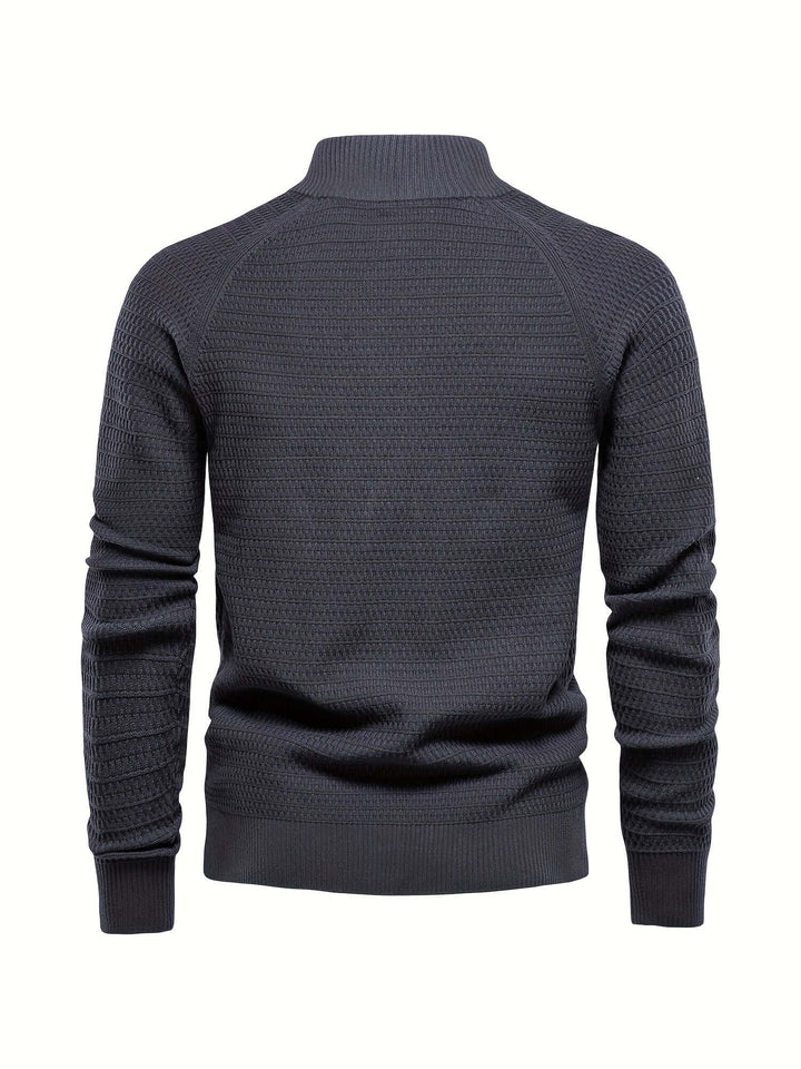 Men's Stand Collar Buttoned Cotton Sweater