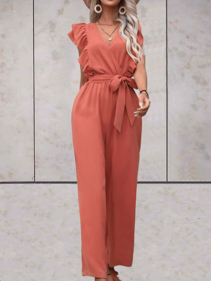 Women's Trendy V-Neck Ruffle Sleeve Jumpsuit
