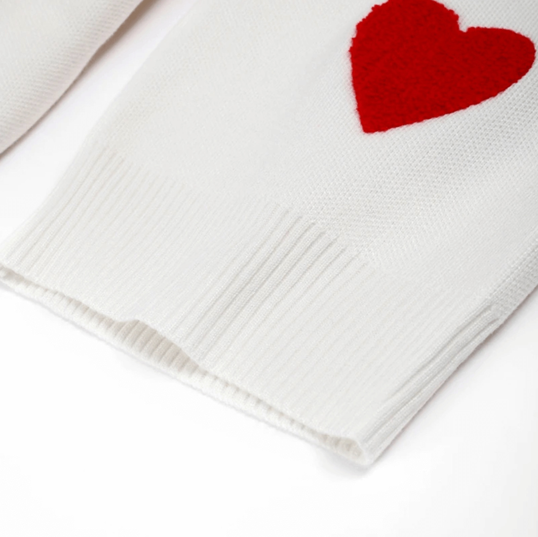 Women's Heart Print Loose Fit Sweater