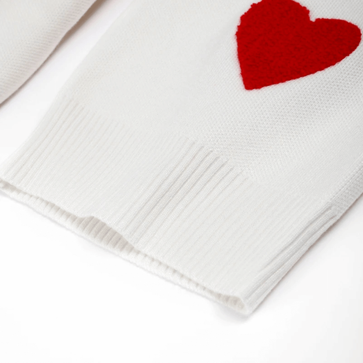 Women's Heart Print Loose Fit Sweater