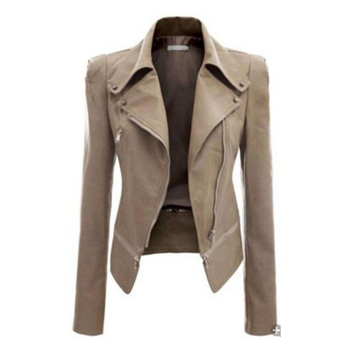 Women's Stylish Zip-Up PU Leather Jacket