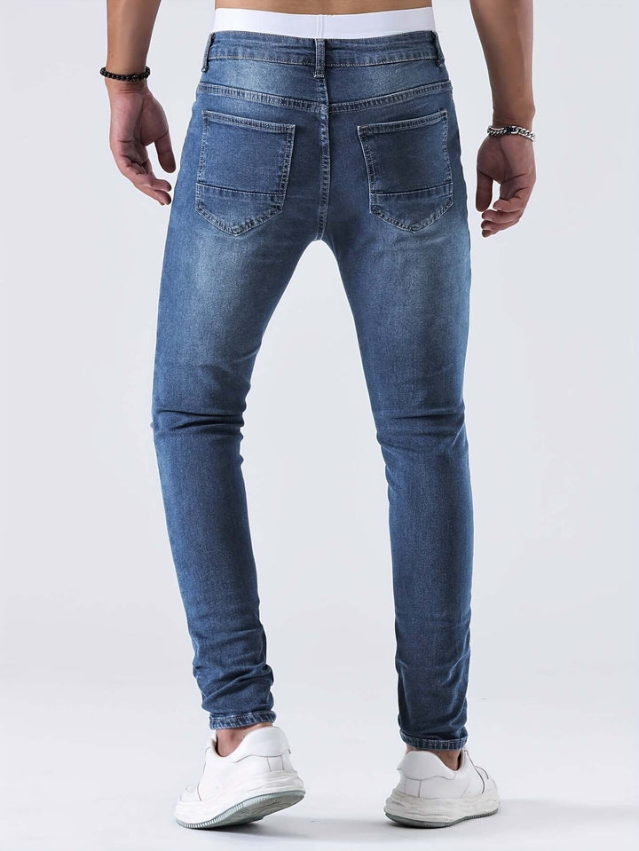 Men's Distressed Skinny Jeans: Ripped Denim, Tapered Fit