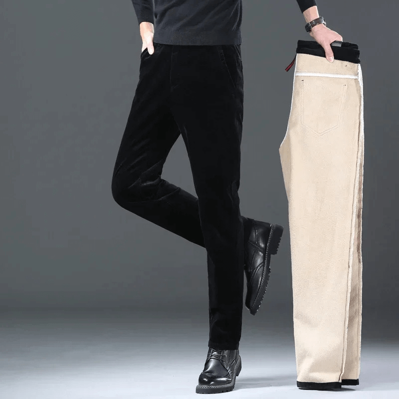 Men's Warm Fleece-Lined Corduroy Trousers