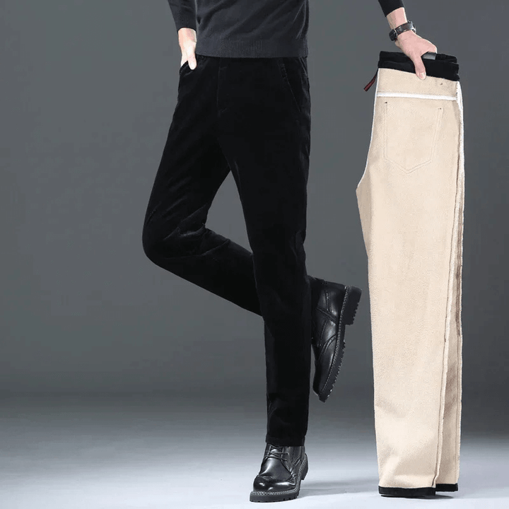 Men's Warm Fleece-Lined Corduroy Trousers