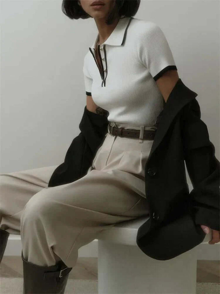 Knitted Short Sleeve Polo Shirt