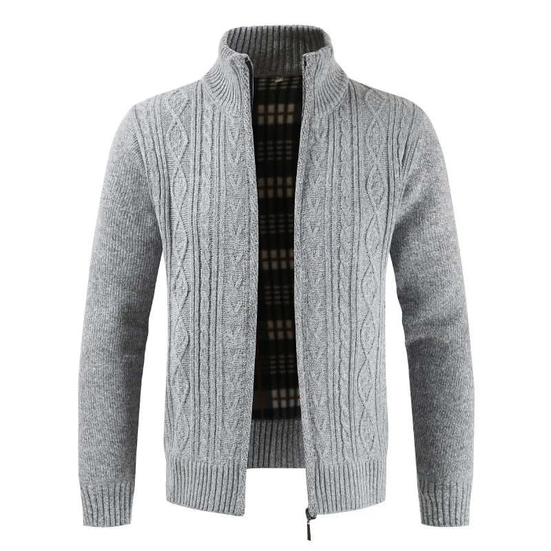 Men's Cable Knit Zip-Up Cardigan: Warmth & Style