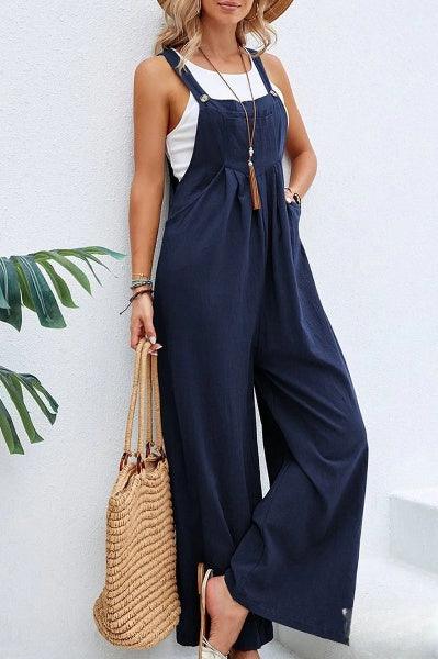 Women's Casual Wide Leg Jumpsuit: Sleeveless Summer Jumpsuit