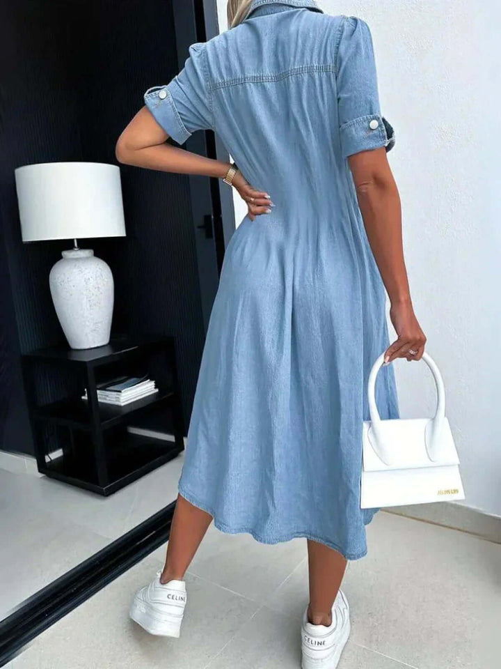 Stylish Denim Dress: Versatile Cotton Outfit