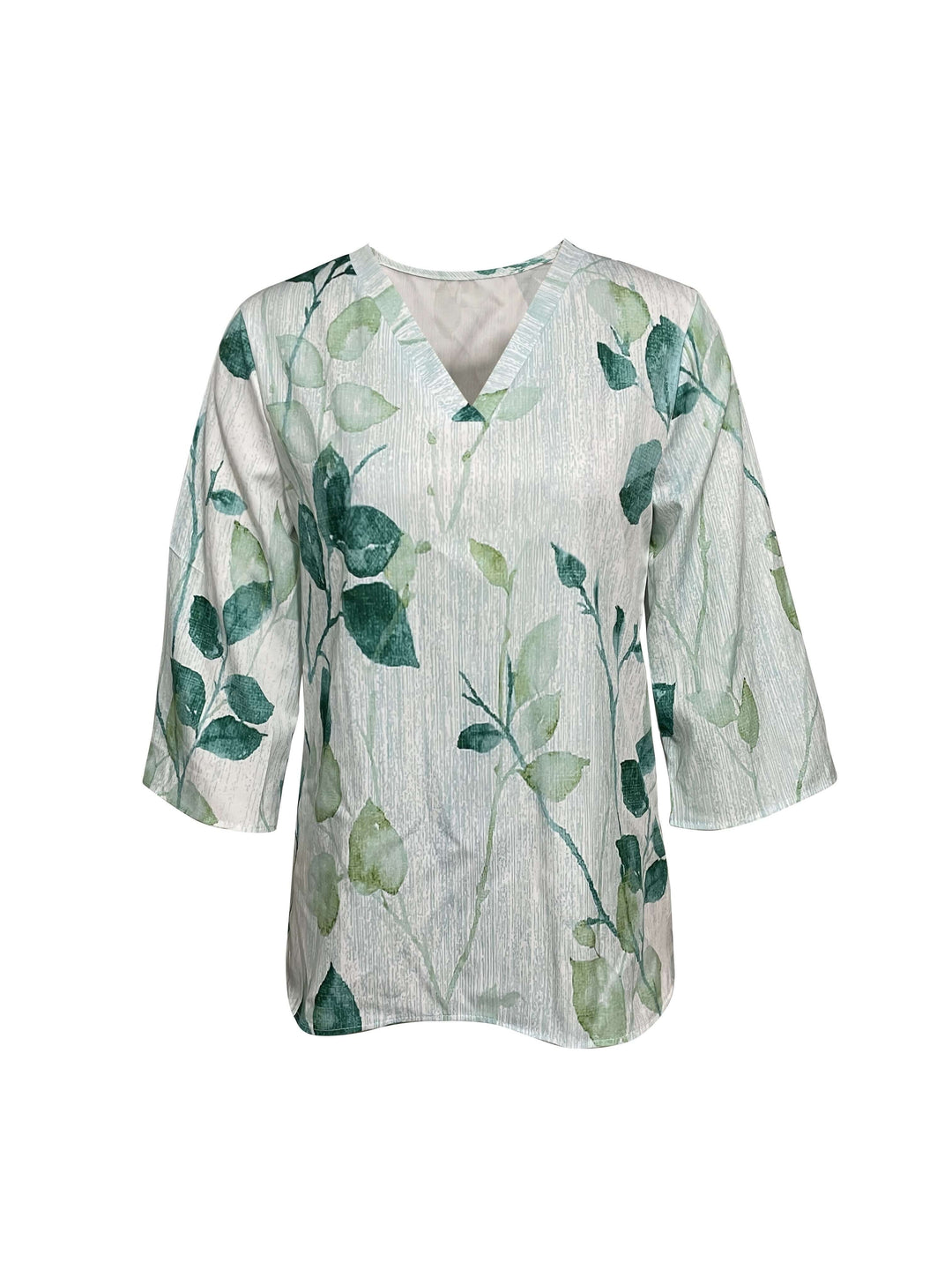 Women's Leaf Print V-Neck Blouse: Relaxed Fit Summer Top