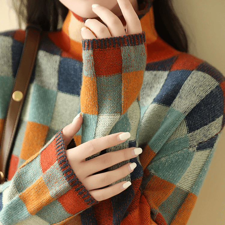 Women's Warm Collar Knitted Pullover: Cozy & Stylish