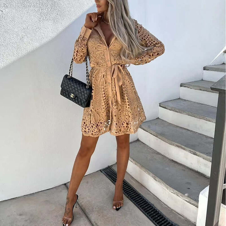 Elegant Lace Midi Women's Dress
