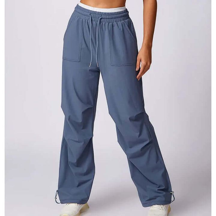 Women's Wide-Leg Trousers: Elastic Waist, Drawstring, Pockets