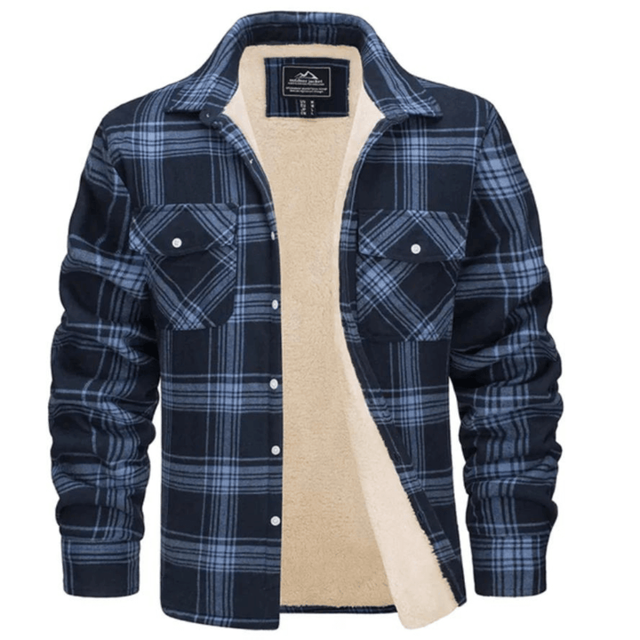 Men's Relaxed-Fit Checkered Fleece-Lined Jacket