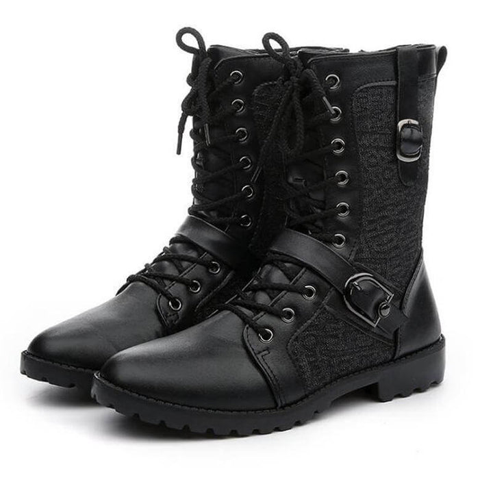 Men's Buckle-Fastening Lace-Up Boots