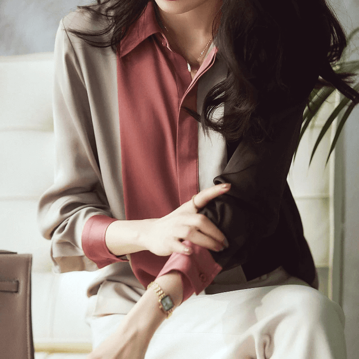 Women's Vintage Long-Sleeve Button-Up Blouse