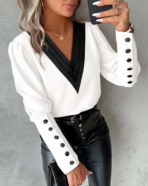 Women's V-Neck Elegant Blouse: Versatile & Comfortable Top