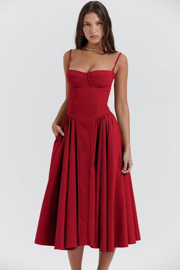 Vintage Midi Dress: Elegant Retro Style Women's Dress