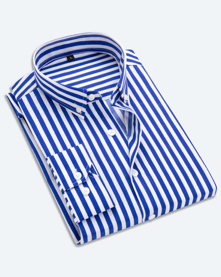 Men's Classic Fit Long Sleeve Striped Dress Shirt