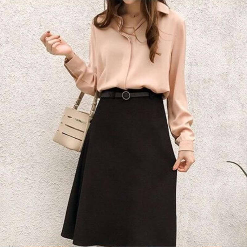Women's Long Sleeve Elegant Chiffon Blouse
