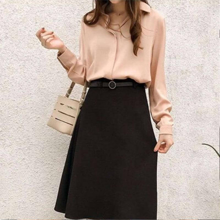 Women's Long Sleeve Elegant Chiffon Blouse