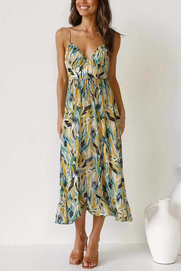 Women's Floral Midi Dress: Long Sleeve, Elegant Fit