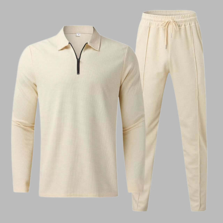 Men's Long Sleeve Polo Shirt & Sweatpants Set