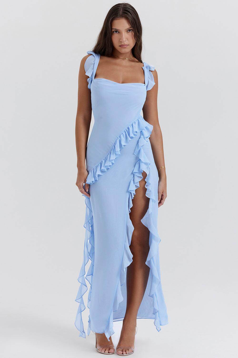 Elegant Summer Midi Dress with Side Slit for Women