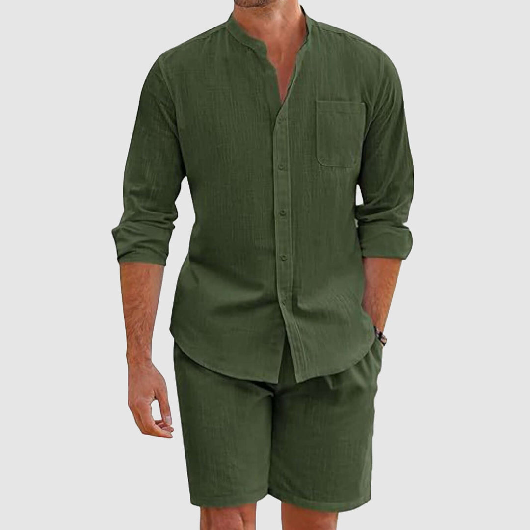 Men's Summer Cotton Shirt & Shorts Set