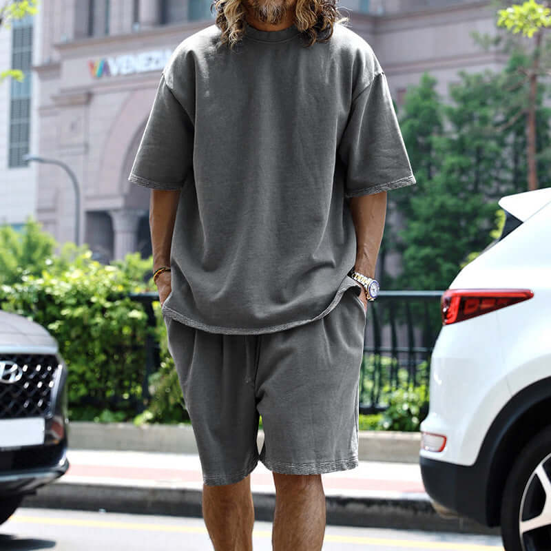 Men's Relaxed Fit Loungewear Set: Short Sleeve T-Shirt & Shorts