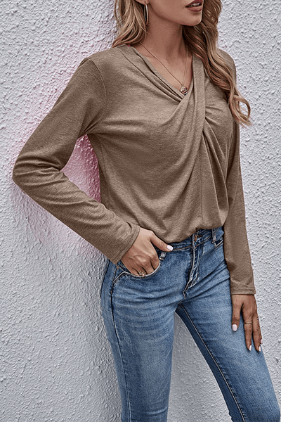 Women's Casual V-Neck Long Sleeve Top
