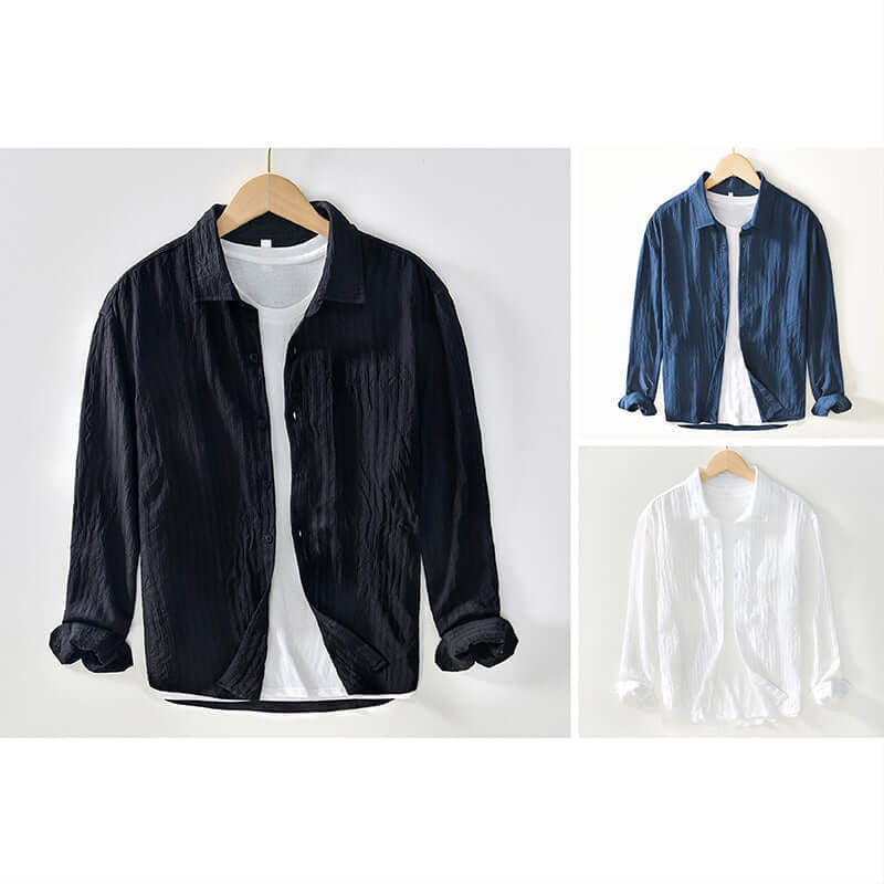 Men's Casual Long Sleeve Cotton Shirt, Regular Fit