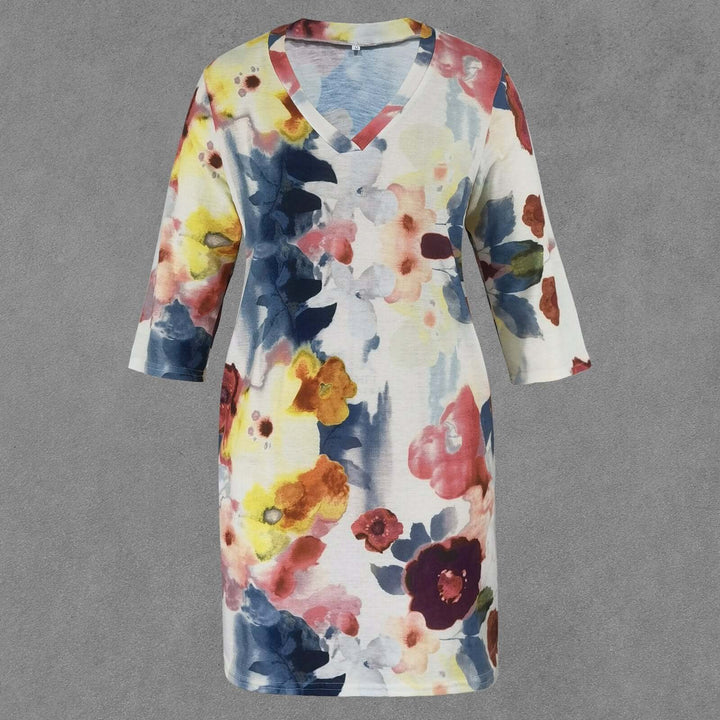 Watercolor Floral Midi Dress: Elegant & Lightweight