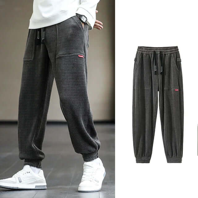 Men's Relaxed Fit Corduroy Joggers with Drawstring