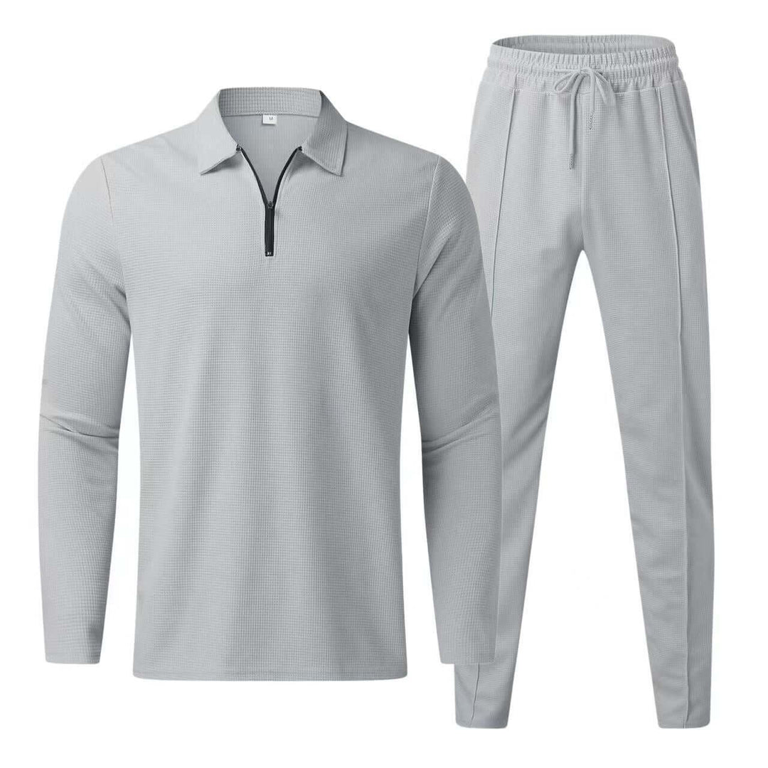 Men's Long Sleeve Polo Shirt & Sweatpants Set