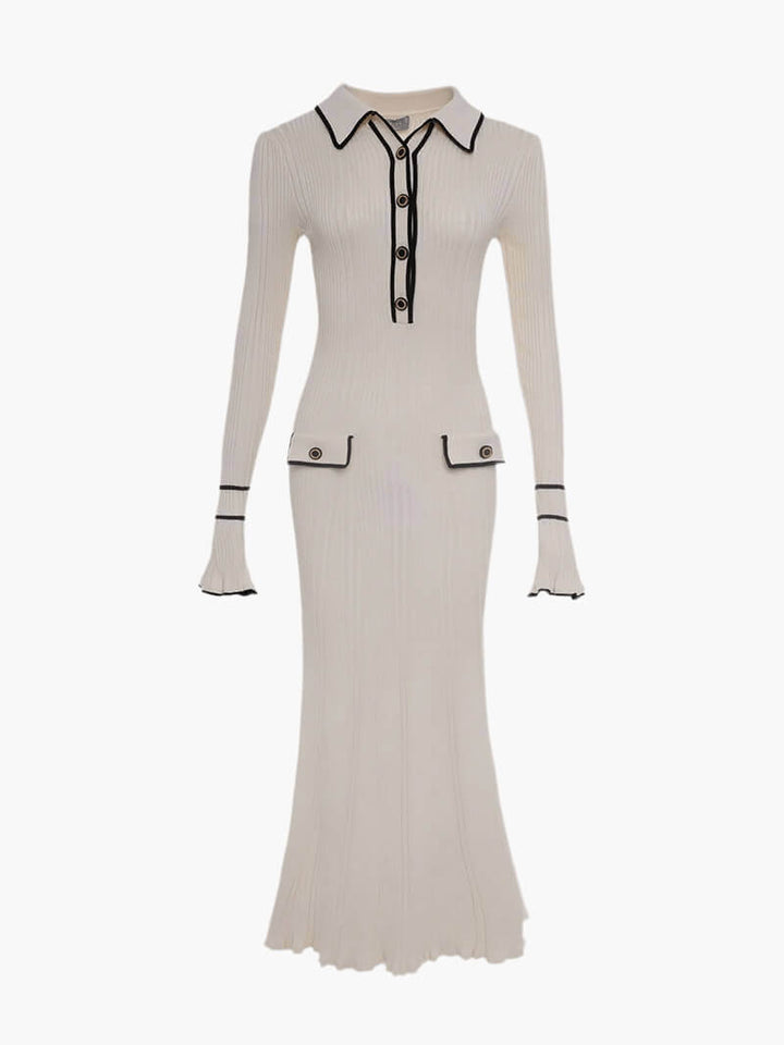 Women's Ribbed Long-Sleeve Midi Sweater Dress