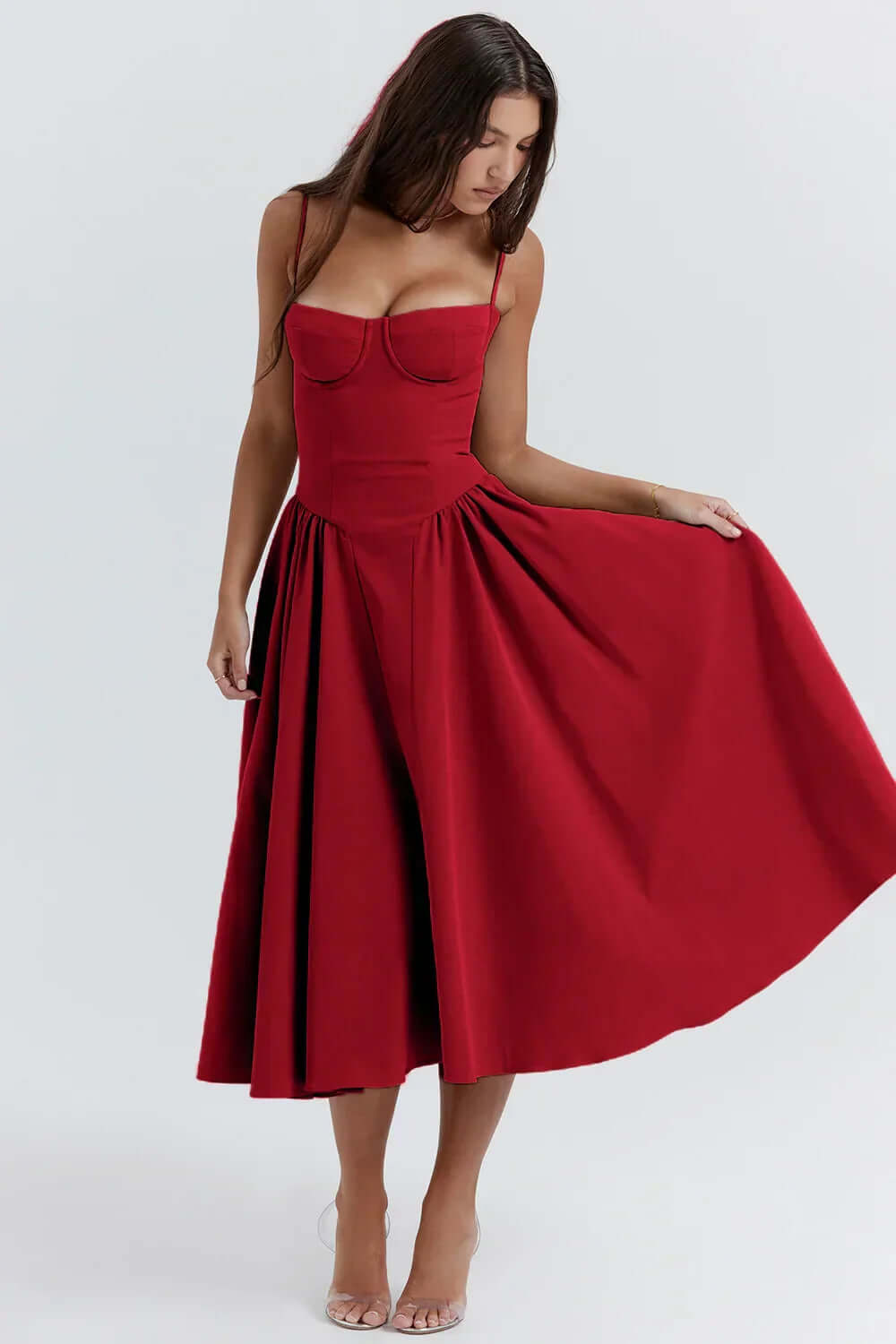 Women's Sleeveless Corset Midi Dress